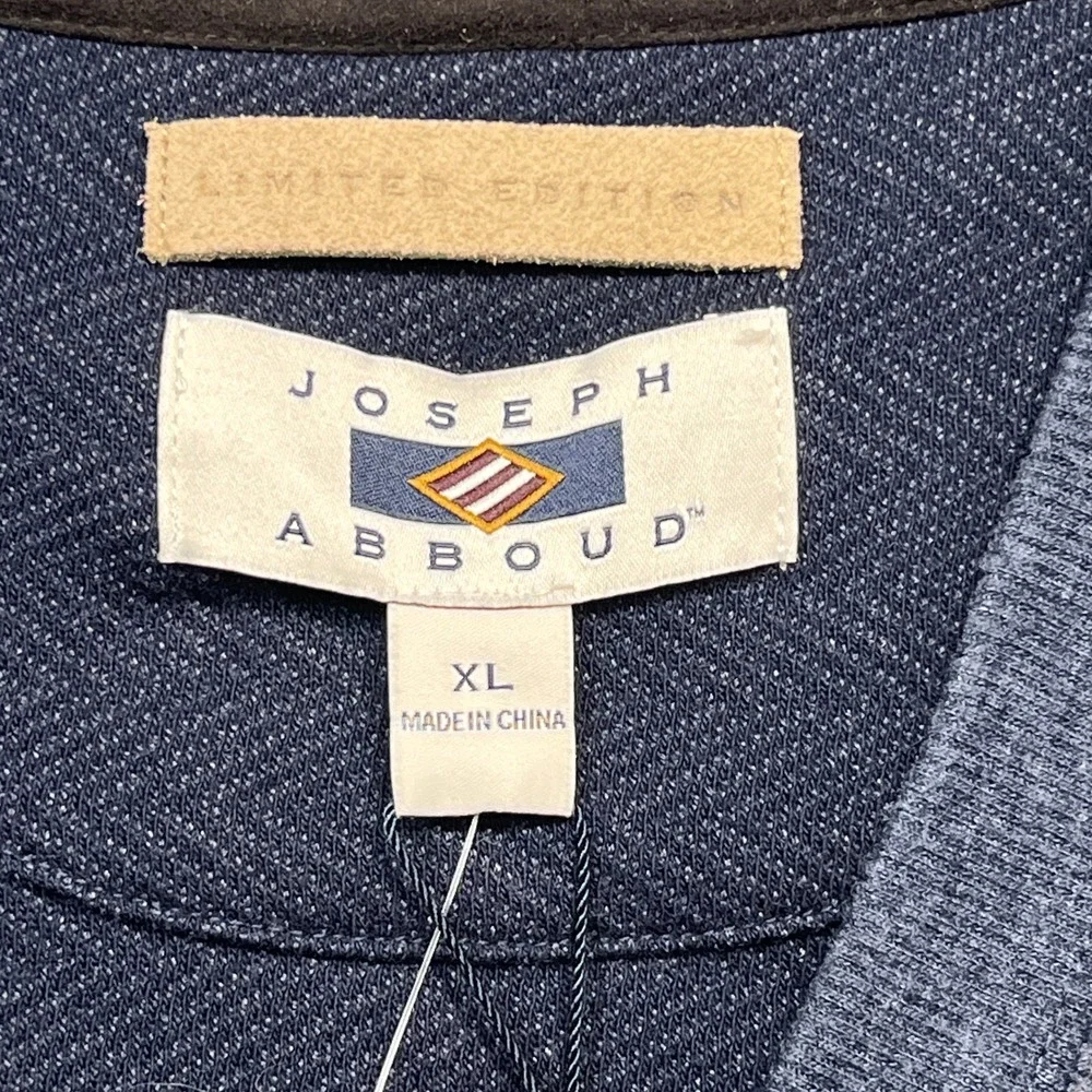 Joseph Abboud Cardigan Sweater Men XL Blue Herringbone Elbow Patch M261826 F17